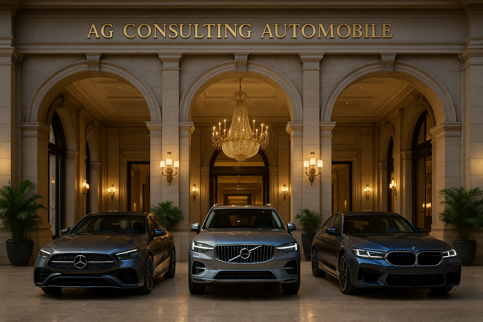 AG Consulting Automobile avec des berlines de luxe devant un palace